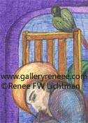 Bird Watching Special Edition,Limited Edition Giclee Print, Fantasy Art, Ballpoint Pen Art, Renee FW Lichtman