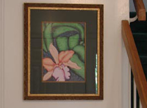 "FRamed example of Cropped Cattleya"  Ballpoint Pen and Digital Recomposition, Gallery, Artist Renee FW Lichtman