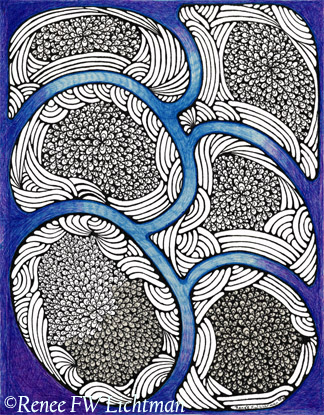 "Gina" Ballpoint Pens and Pen and Ink, Abstract Art Gallery, Ballpoint Pen Art Gallery, Original Art Gallery, Pen and Ink Art Gallery, Fine Art for Sale from Artist Renee FW Lichtman