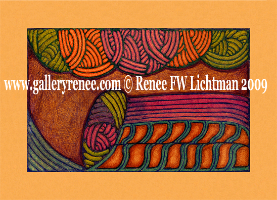 "Slide Rule the Infinite" Ballpoint Pens, Abstract Art, Ballpoint Pen Art, Fine Art for Sale from Artist Renee FW Lichtman
