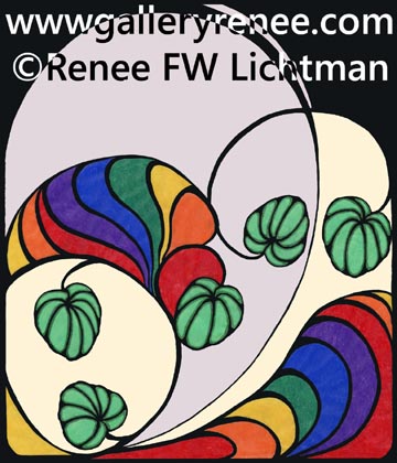"Smooth Tracing" Digital Recomposition from a Colored Pencil Drawing, Abstract Art Gallery, Botanical and Floral Art Gallery, Fine Art for Sale from Artist Renee FW Lichtman
