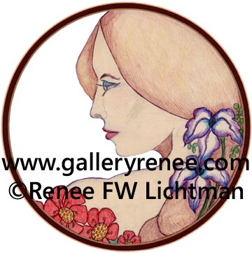 "Victoria" Digital Recompostion from a Crayon drawing with Ballpoint Pen, Figurative and Portrait Art Gallery,Fine Art for Sale from Artist Renee FW Lichtman