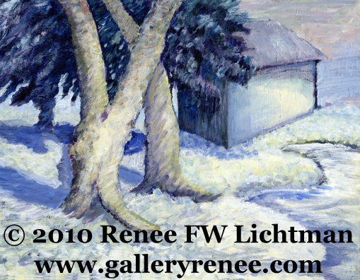 "Winter" Acrylic Painting on Canvas Board, Original Art Gallery, Landscape Art Gallery, Fine Art for Sale from Artist Renee FW Lichtman