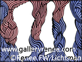 "Cave" Pen and Ink and Ballpoint Pen, Ballpoint Pen Art Gallery, Artist Renee FW Lichtman
