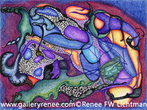 "Dragon's Breath" Ballpoint Pen and Pen and Ink, Ballpoint Pen Art Gallery, Fine Art for Sale from Artist Renee FW Lichtman