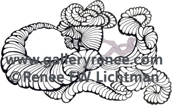 "Figure It Extended" Pen and Ink and Digital Recomposition, Pen and Ink Art Gallery, Fine Art for Sale from Artist Renee FW Lichtman