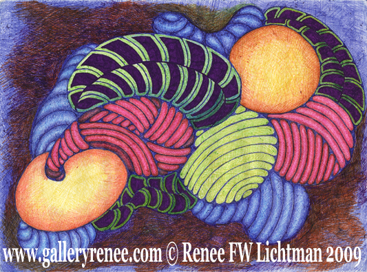 "Harmonics"  Ballpoint Pens, Abstract Art, Ballpoint Pen Art, Original Art, Fine Art for Sale from Artist Renee FW Lichtman