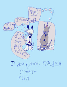 "Little Dog in Mad Scientist"  Comic Art, Little Dog With A Lot To Say Art Gallery, Artist Mathew Lichtman