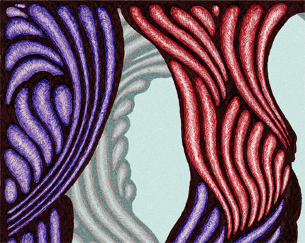 Mist In the Cave, Ballpoint Pen Art, Abstract Art, Upper Left Corner, Renee FW Lichtman