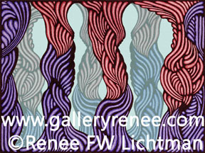 "Mist In the Cave", Pen and Ink Ballpoint Pen and Digital Recomposition, Ballpoint Pen Art Gallery, Fine Art for Sale from Artist Renee FW Lichtman