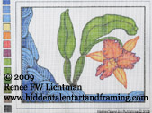 Art Deco Cattleya Needlepoint Canvas, Needlepoint Canvases for Sale, Needlepoint att Gallery, Artist Renee FW Lichtman