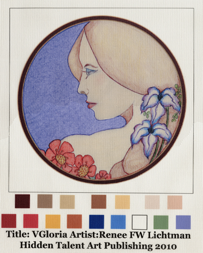 "VGloria Needlepoint Canvas" figurative and Portrait Art, Botanical and Floral Art, Fine Art for Sale from Artist Renee FW Lichtman