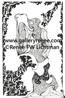 "Thunderhead" Rapidograph Pen and Ink, Abstract Art Gallery, Fine Art for Sale from Artist Renee FW Lichtman