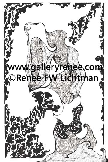 "Thunderhead"Pen and Ink, Pen and Ink Art Gallery, Abstract Art Gallery, Original Art Gallery, Fine Art for Sale from Artist Renee FW Lichtman