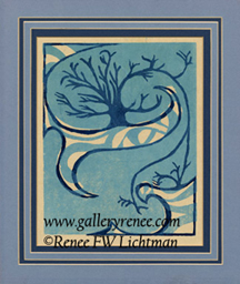 "Tree" Hand Pulled Linoleum Print,Abstract Art Gallery, Fine Art for Sale from Artist Renee FW Lichtman