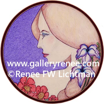 "Title" Digital Recomposition from a Crayon and Ballpoint Pen Drawing, Figurative and Portrait Art Gallery, Fantasy Art Gallery, Fine Art for Sale from Artist Renee FW Lichtman